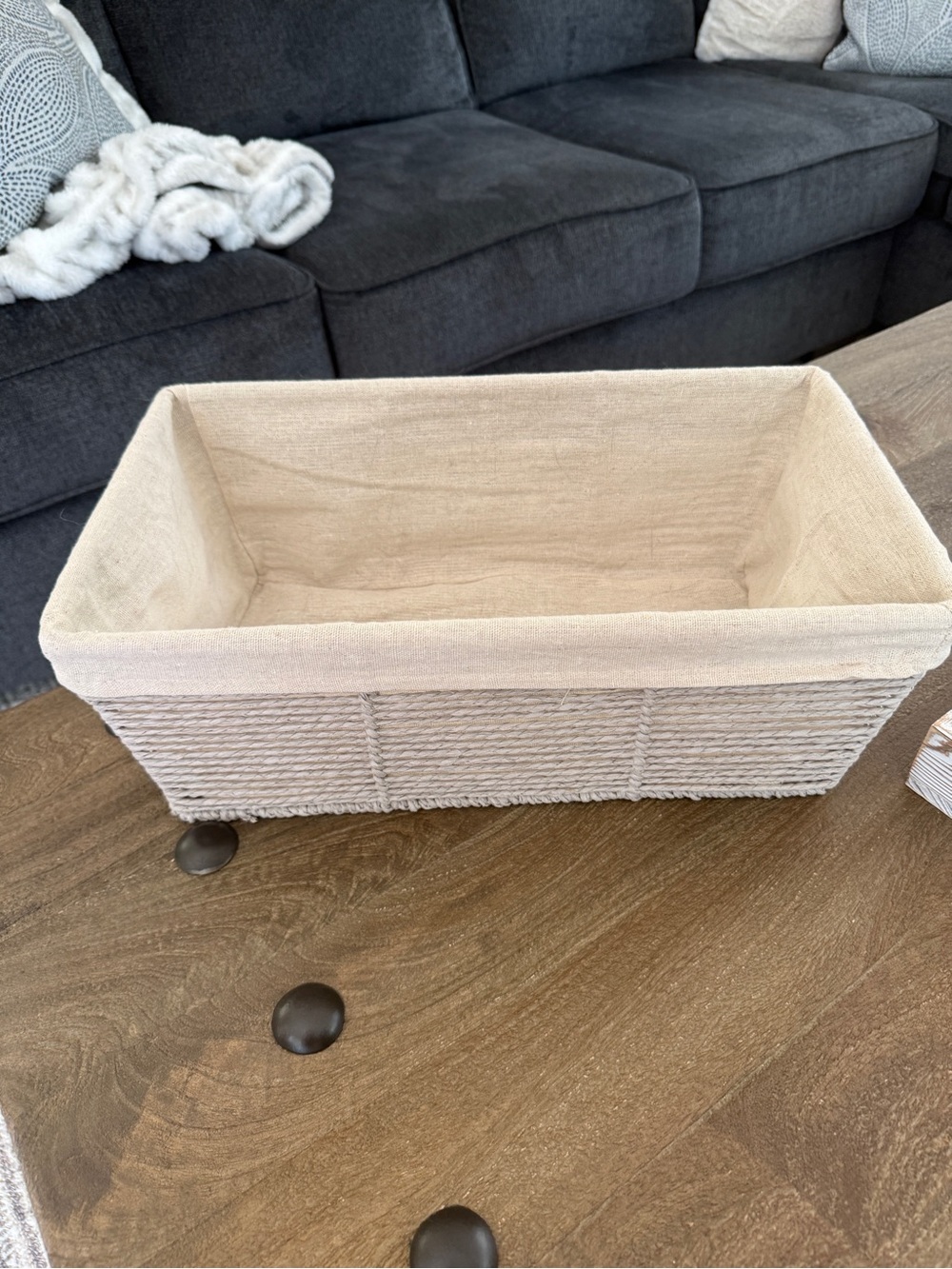 NWT Brightroom Handcrafted Paper Rope Storage Basket with Removable Liner Neutra - Picture 2 of 7